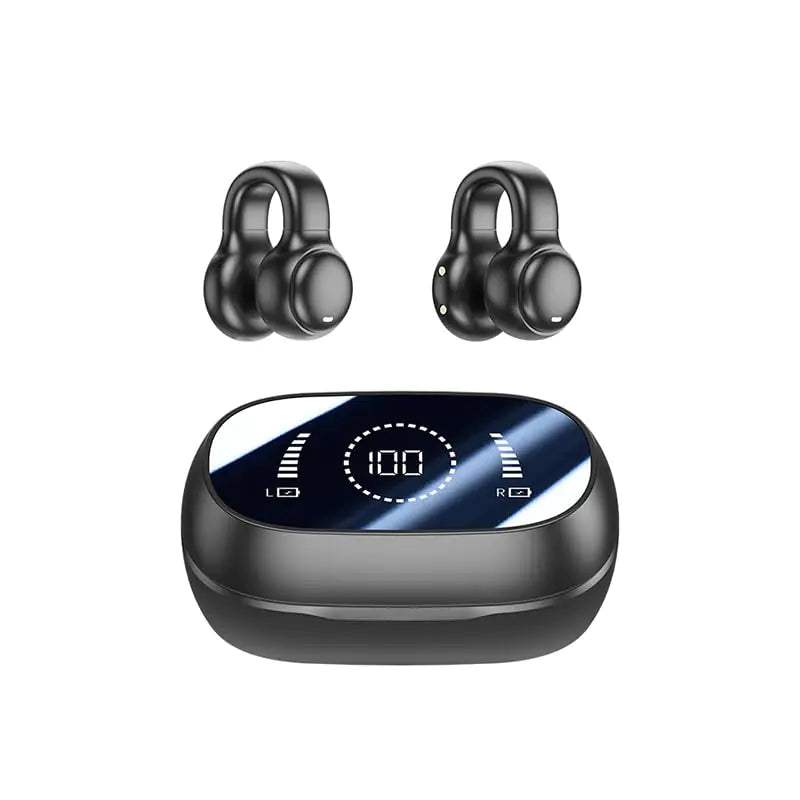 FKLBBLPM Open Ear Bone Conduction Headphones Bluetooth Headphones (Black)