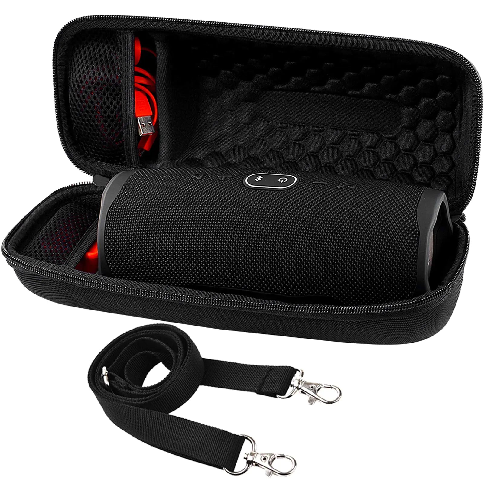 Carrying Case for JBL Charge 4 Waterproof Bluetooth Speaker. Also Fits for Charger and USB Cable for Travel and Hiking - Black by COMECASE