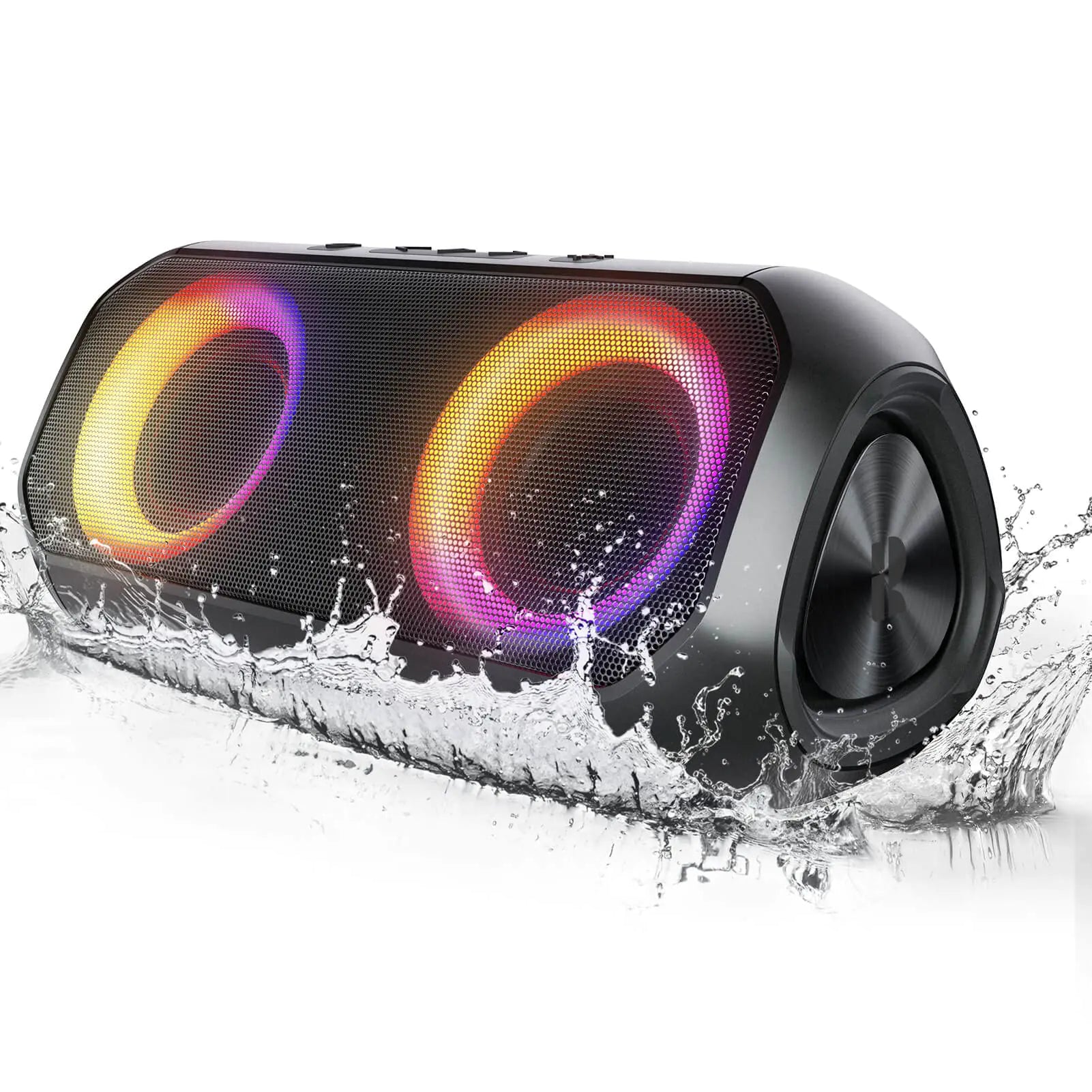 Rythflo Bluetooth Speakers [Blod Bass & Dynamic Lights] Portable Wireless Speaker with 24W Stereo Sound TWS Mode 24Hrs Playtime IPX6 Waterproof Blue Tooth Speaker